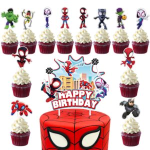 25pcs spidey cupcake toppers and cake topper for birthday party cake decorations children party