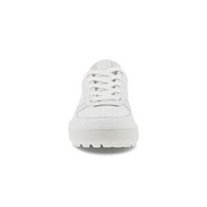 ECCO Women's Tray Hydromax Waterproof Golf Shoe, White/White/ICE Flower/Delicacy, 8-8.5