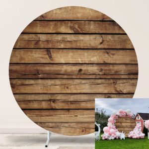 vbttmp 7x7ft rustic wood round backdrop cover polyester brown wood circle background for photography vintage wood texture wall round backdrop baby shower birthday party wedding photo shoot studio prop