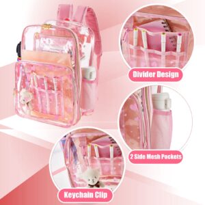 Eccliy 3 Clear Backpack Stadium Approved Backpack Kids Backpacks for Girls Boys First Grade Backpack for Girls Boys (Pink Heart,11 Inch)