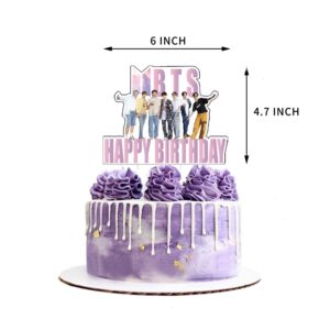 Kpop BTS Birthday Party Kit Supplies For Bangtan Boys includes Banner - 1 Cake Topper - 24 Cupcake Toppers - 16 Balloons - 40 Stickers