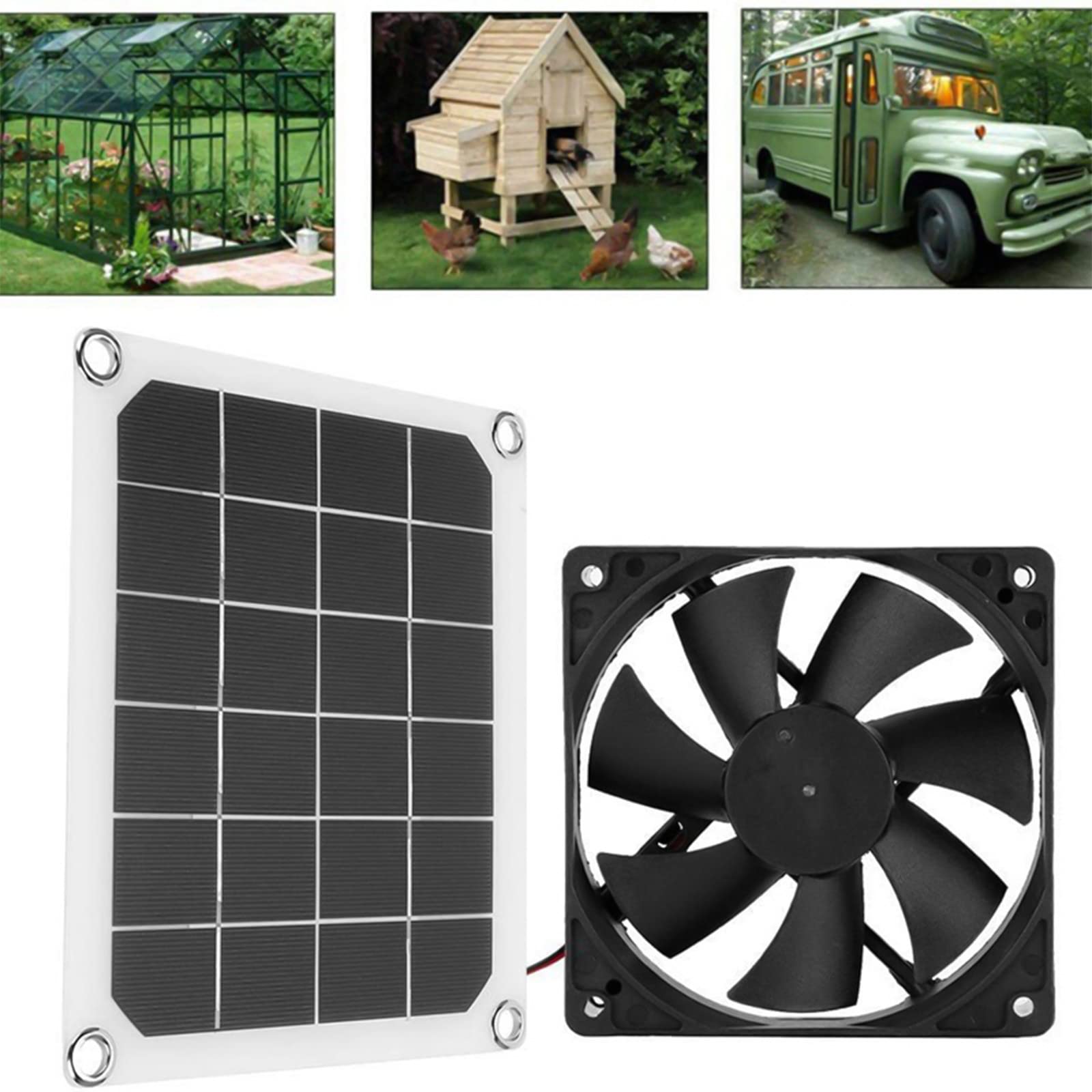 KaSilio Chicken Coops Solar Vent Fan - 10W Solar Panel Powered Dual Fan, Waterproof Portable Outdoor Solar Vent Fans, Solar Cooler Fans Kit for Greenhouse, Doghouse, Sheds (Black), KaSilio01