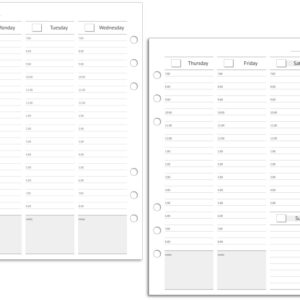 A5 Planner Inserts, Undated Weekly Planner Refills with Coated Monthly Tabs, Daily Schedule, Note Pages, Start Any Time