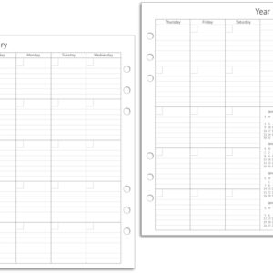 A5 Planner Inserts, Undated Weekly Planner Refills with Coated Monthly Tabs, Daily Schedule, Note Pages, Start Any Time