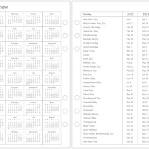 A5 Planner Inserts, Undated Weekly Planner Refills with Coated Monthly Tabs, Daily Schedule, Note Pages, Start Any Time