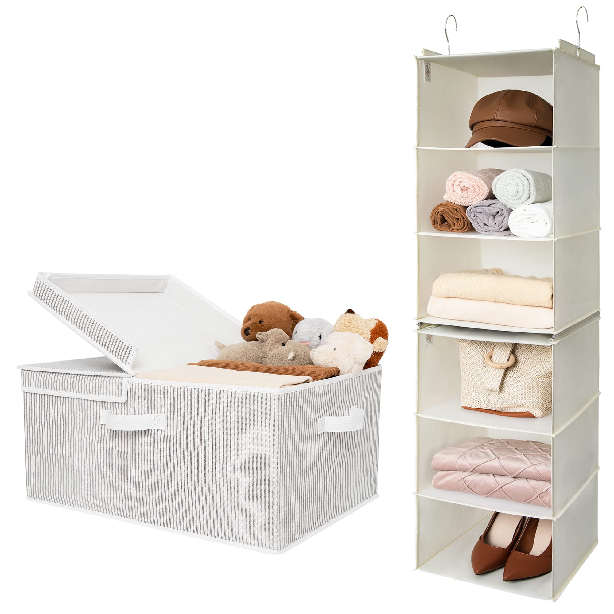 GRANNY SAYS Bundle of 1-Pack Jumbo Storage Bins with Handles & 1-Pack Hanging Storage Shelves