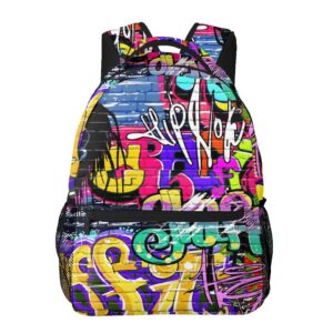 ganiokar hip-hop graffiti print teens backpack for boys & girls, perfect size for student & travel backpacks,color3