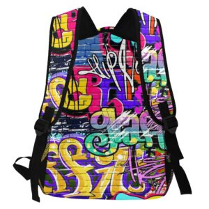 Ganiokar Hip-Hop Graffiti Print Teens Backpack for Boys & Girls, Perfect Size for Student & Travel Backpacks,Color3