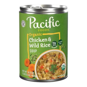 pacific foods organic wild rice chicken soup, 16.3 oz can