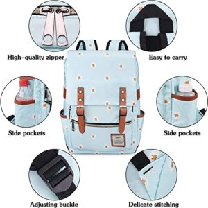 Zhousanjian Cute Floral Print Cow Print Pattern School Girls Backpack, Vintage 15.6 Inch Laptop Backpack with USB Charging Port. (multicolor), One Size …