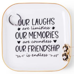 piudee endless friendship jewelry dish, our laughs are limitless, our memories are countless, our friendship is endless unique female friend birthday christmas gift