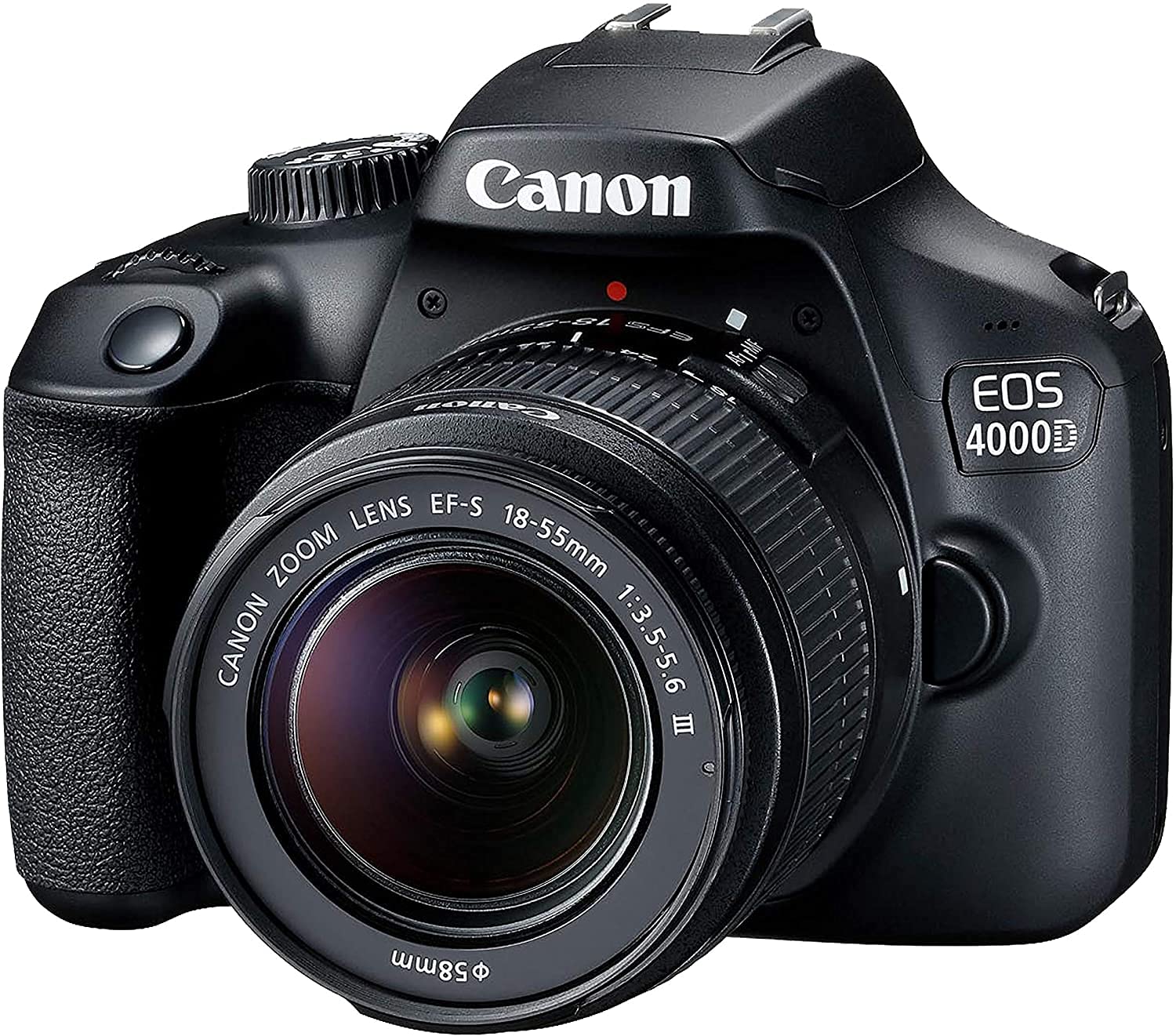 Canon EOS 4000D DSLR Camera w/Canon EF-S 18-55mm F/3.5-5.6 III Zoom Lens + Case + 128GB SD Card + Inspire Digital Cloth (15pc Bundle) (Renewed)
