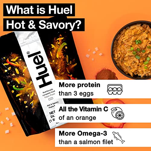 Huel Hot and Savory Instant Meal Replacement - Cajun Pasta - 14 Scoops Packed with 100% Nutritionally Complete Food, Including 25g of Protein, 6g of Fiber, and 27 Vitamins and Minerals