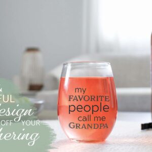 Elanze Designs Favorite People Call Me Grandpa 14 Ounce Black Stemless Wine Glass Tumbler