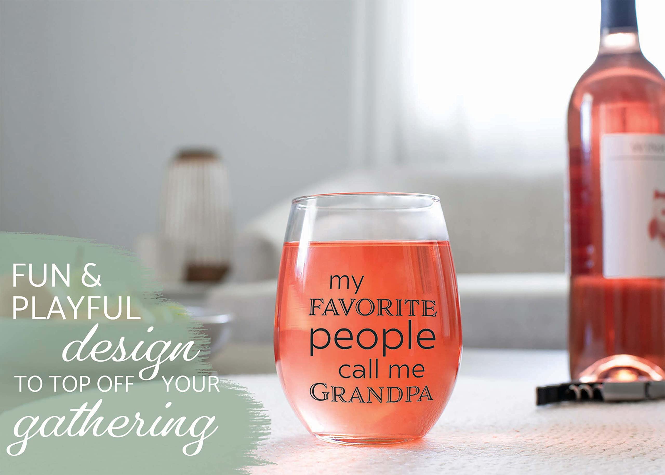 Elanze Designs Favorite People Call Me Grandpa 14 Ounce Black Stemless Wine Glass Tumbler