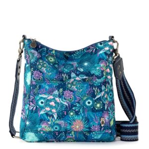 the sak lucia crossbody in eco twill, convertible purse with adjustable strap, royal blue seascape