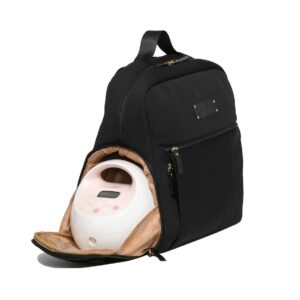 Sarah Wells Fiona Breast Pump Backpack - Neoprene, Machine Washable, Insulated Pockets, Pocket-In-Pocket System (Black)