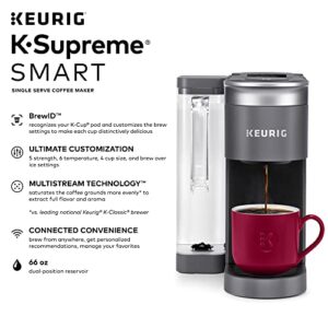 Keurig K-Supreme SMART Coffee Maker, MultiStream Technology, Brews 6-12oz Cup Sizes, Gray