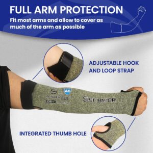 Schwer 2 Pairs MINI-SOFT Arm Protection Sleeves S081, ANSI A5 Cut Resistant Sleeves with Thumbhole, Flame Resistant Welding Sleeves for Work Kitchen, Farmer Sleeves for Gardening Arm Guards for Biting