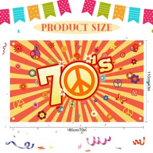 70s Party Backdrop Back to 70s Backdrop Hippie Groovy Party Decorations Daisy Flower Peace Sign Background for 1970's Birthday Party Supplies Banner Photo Props