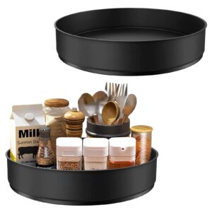 lazy susan turntable organizer, landmore 2 pack 10.2 inch stainless steel non skid turntable spice rack spinning organizer for cabinet, pantry, countertop black