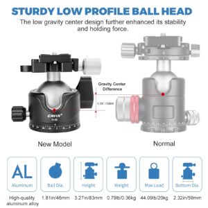 Tripod Ball Head, CAVIX H-46 Metal Ball Head Camera Tripod Head 44lbs/20kg Load with Arca Swiss Quick Release Plate for Tripod, Monopod, DSLR, Camera