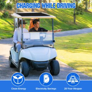 ECO-WORTHY 130W Flexible Solar Panel Kit for Golf Cart,520wh/day Generation, Charge While Driving, Extend Battery Life,Go Further：1pc 130W Solar Panel+48V/60V/72V MPPT Boost Charge Controller