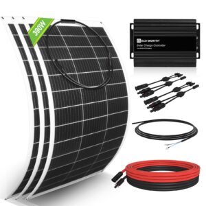 eco-worthy 390w flexible solar panel kit for golf cart,1560wh/day generation,charge while driving,extend battery life,go further：3pcs 130w solar panel+48v/60v/72v mppt boost charge controller