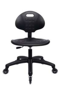 chair master table height chair/stool-easy to clean! deluxe ergonomic polyurethane chair. 5" of height adj (16.5"-21.5") 450 lb capacity. automotive, lab, garage, home, office (rubber roller, black)