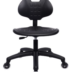 Chair Master Table Height Chair/Stool-Easy to Clean! Deluxe Ergonomic Polyurethane Chair. 5" of Height Adj (16.5"-21.5") 450 lb Capacity. Automotive, Lab, Garage, Home, Office (Rubber Roller, Black)