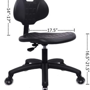 Chair Master Table Height Chair/Stool-Easy to Clean! Deluxe Ergonomic Polyurethane Chair. 5" of Height Adj (16.5"-21.5") 450 lb Capacity. Automotive, Lab, Garage, Home, Office (Rubber Roller, Black)