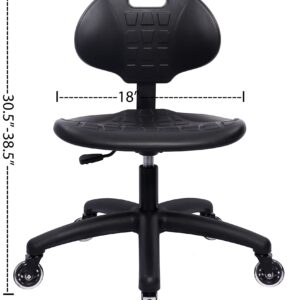 Chair Master Table Height Chair/Stool-Easy to Clean! Deluxe Ergonomic Polyurethane Chair. 5" of Height Adj (16.5"-21.5") 450 lb Capacity. Automotive, Lab, Garage, Home, Office (Rubber Roller, Black)