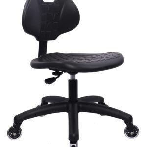 Chair Master Table Height Chair/Stool-Easy to Clean! Deluxe Ergonomic Polyurethane Chair. 5" of Height Adj (16.5"-21.5") 450 lb Capacity. Automotive, Lab, Garage, Home, Office (Rubber Roller, Black)