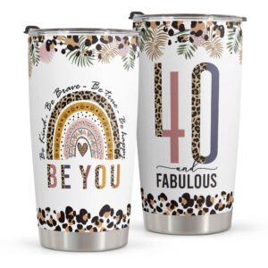 macorner 40th birthday gifts for women - 40 & fabulous tumbler 20oz - 40 years old birthday gifts idea for women - gifts for women besties friends sister coworker mom wife her turning 40