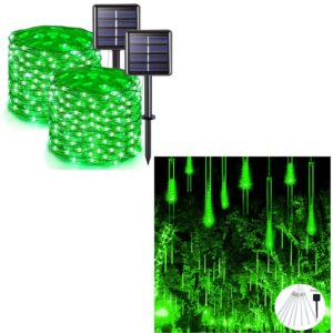 jmexsuss 2 pack solar fairy lights/solar meteor shower rain lights green