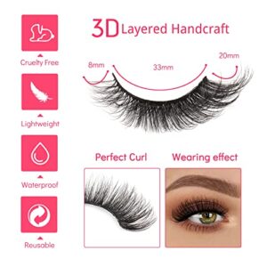 MilyBest Lashes False Eyelashes 10 Pairs Cat Eye Lashes Fluffy Wispy D Curl Volume Pestañas Postizas Bulk Strip Natural Look Lashes Sets Pack Faux Mink Eyelashes