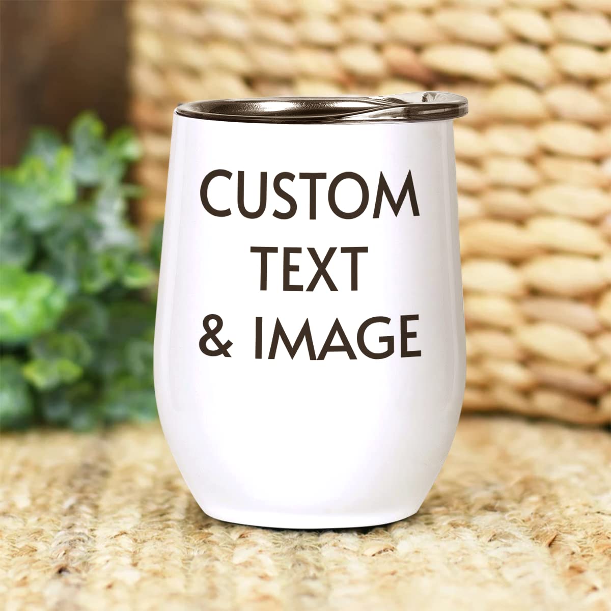 Magizak Personalized Wine Tumbler Custom Text Photo Picture Cup Stainless Steel Insulated Wine Tumblers 12oz Customized Gifts For Best Friend Coworker Boss Men Women Birthday Christmas Present