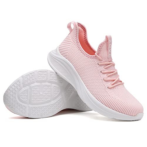 ZOVE Womens Walking Shoes Lightweight Slip on Nurse Nursing Work Tennis Running Shoe Comfortable Casual Health Care Sneakers for Plantar Fasciitis A111 Pink 40