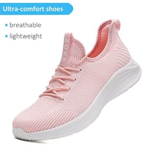 ZOVE Womens Walking Shoes Lightweight Slip on Nurse Nursing Work Tennis Running Shoe Comfortable Casual Health Care Sneakers for Plantar Fasciitis A111 Pink 40