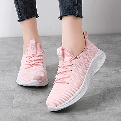 ZOVE Womens Walking Shoes Lightweight Slip on Nurse Nursing Work Tennis Running Shoe Comfortable Casual Health Care Sneakers for Plantar Fasciitis A111 Pink 40