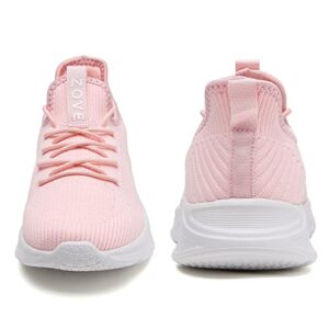 ZOVE Womens Walking Shoes Lightweight Slip on Nurse Nursing Work Tennis Running Shoe Comfortable Casual Health Care Sneakers for Plantar Fasciitis A111 Pink 40