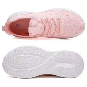 ZOVE Womens Walking Shoes Lightweight Slip on Nurse Nursing Work Tennis Running Shoe Comfortable Casual Health Care Sneakers for Plantar Fasciitis A111 Pink 40