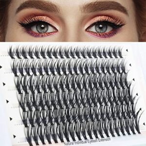 maexus lash clusters, individual lashes 120 clusters natural look cluster lash diy eyelash extension at home (m20d -0.07d, 8-16mm mix)