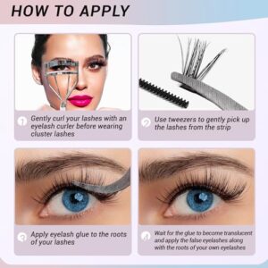 MAEXUS Lash Clusters, Individual Lashes 120 Clusters Natural Look Cluster Lash DIY Eyelash Extension at Home (M20D -0.07D, 8-16mm MIX)