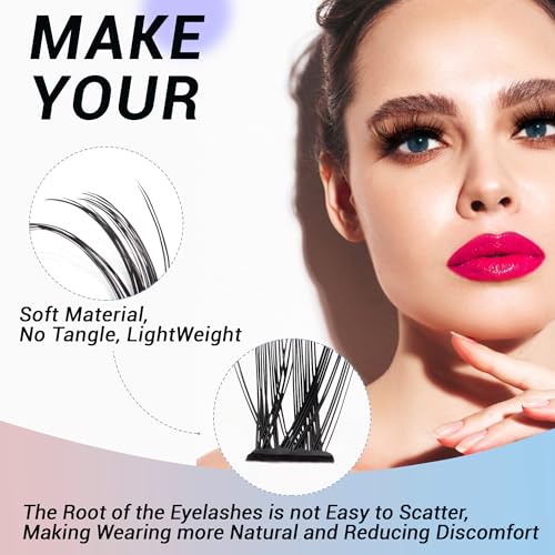 MAEXUS Lash Clusters, Individual Lashes 120 Clusters Natural Look Cluster Lash DIY Eyelash Extension at Home (M20D -0.07D, 8-16mm MIX)