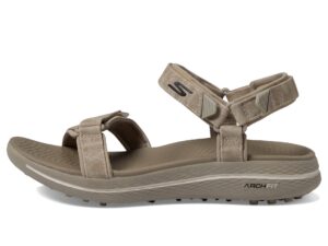 skechers women's arch fit spikeless golf sandal sneaker, taupe, 7