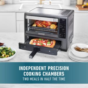 Calphalon Performance 12-in-1 Air Fry Toaster Oven with Dual Zone 12" Pizza Drawer Oven combo,Digital Precision Controls, Dark Stainless