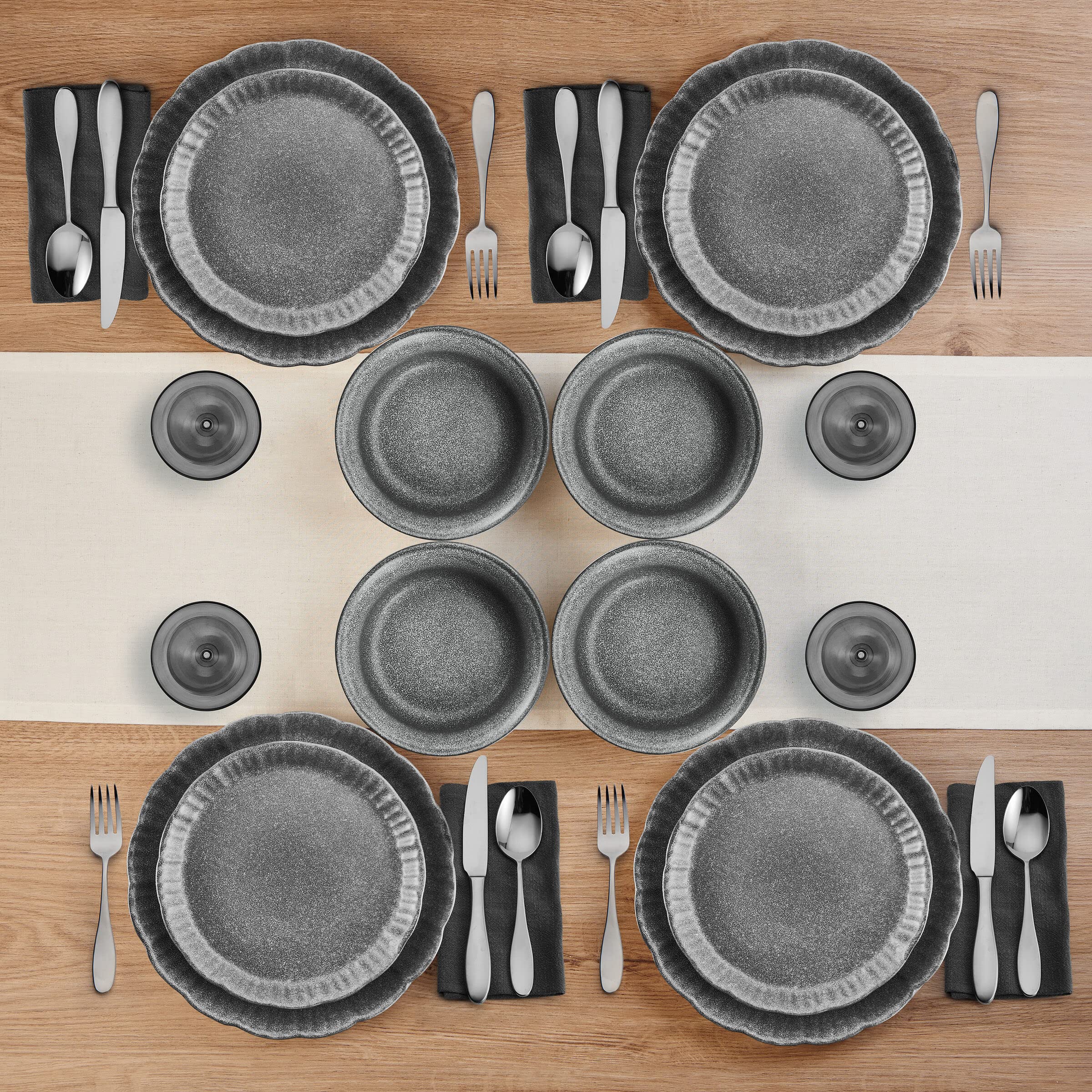 Pfaltzgraff Noah 12 Piece Dinnerware Set, Service For 4, Gray