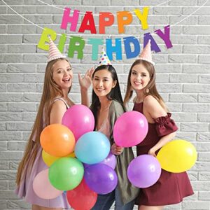 Pre-Strung Happy Birthday Banner - NO DIY - Colorful Birthday Party Banner - Pre-Strung Garland on 8 ft Strands - Bold Multi Color Rainbow Birthday Party Decorations & Decor. Did we Mention no DIY?