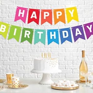 Pre-Strung Happy Birthday Banner - NO DIY - Colorful Birthday Party Banner - Pre-Strung Garland on 6 ft Strands - Multi Color Rainbow Birthday Party Decorations & Decor. Did we mention no DIY?